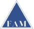 The image you uploaded features a triangular logo with a blue background and the text "FAM" written in white. How would you like me to assist with this? For example, do you need help creating descriptive alt text for accessibility purposes, redesign suggestions, or something else?